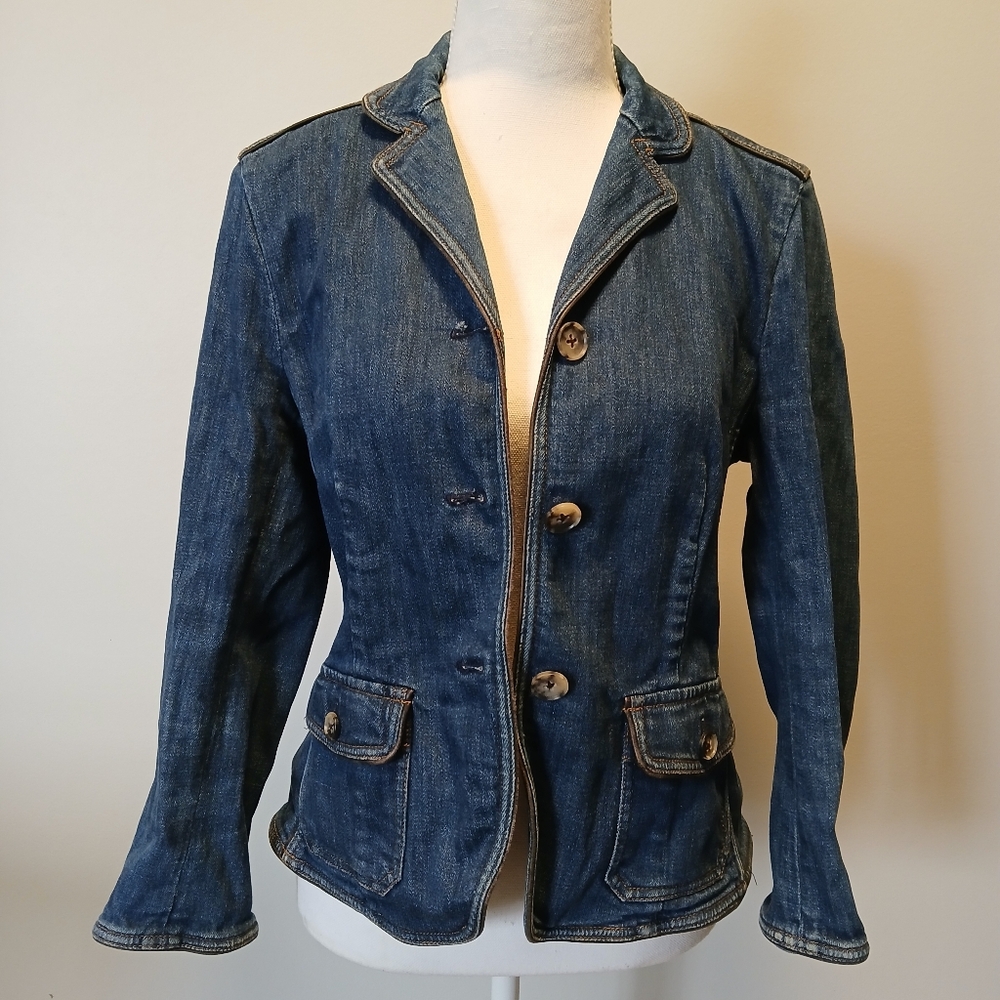 Women's Theory Patty L Louisiana Denim Blazer Jacket Size Large